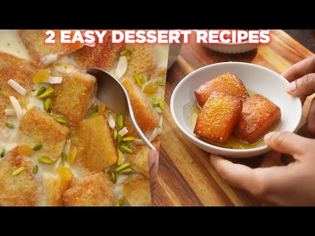 2 Easy Dessert Recipes Anyone Can Make | Bread Custard | Paal Cake