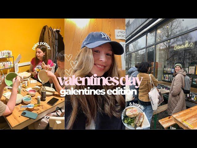 your sign to do galentines! paint pottery & bagels - day in my life vlog