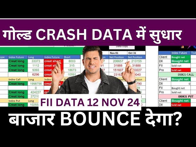 TUESDAY fii data analysis || monday FII DII Data Analysis For thursday 12 nov