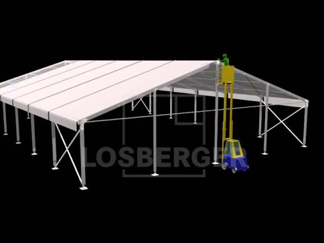 Losberger uniflex Simulation video laying out & building a marquee event structure