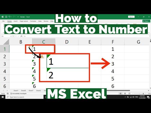 How to Convert Text to Number in MS Excel | How to Change text to Number in Excel | Text to Number