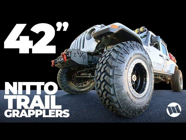 42x13.50R20 NITTO Trail Grappler MT Tires & KMC Grenade Beadlock Wheels on a Jeep Gladiator JT Truck