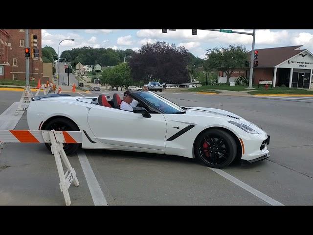 Cars leaving the 2019 Atlanticfest Car Show in Atlantic, Iowa