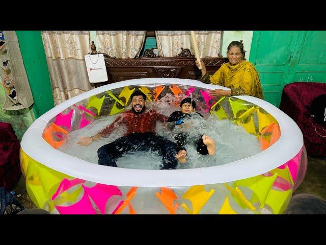 We made secret swimming pool in our bed room || pora room kharab ho gaya  || Dado se bht mar pari