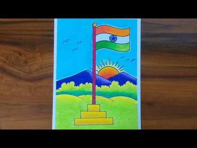 Republic Day Drawing with oil pastel | Independence Day Indian Flag Drawing #art