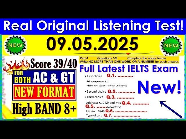 IELTS LISTENING PRACTICE TEST 2025 WITH ANSWERS | 09.05.2025