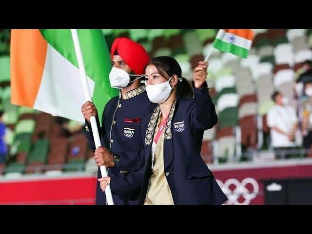 Team India Entry in Tokyo Olympics 2021 Opening Ceremony  Indian Athletes Entry in Olympics 2020