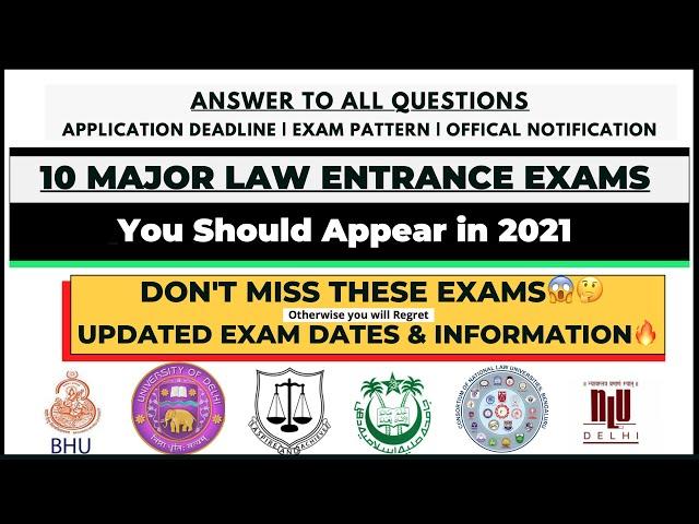 TOP 10 LAW ENTRANCE EXAMS YOU SHOULD APPEAR IN 2021 || LLB ENTRANCE EXAMS 2021 | CLAT, AILET, DULLB