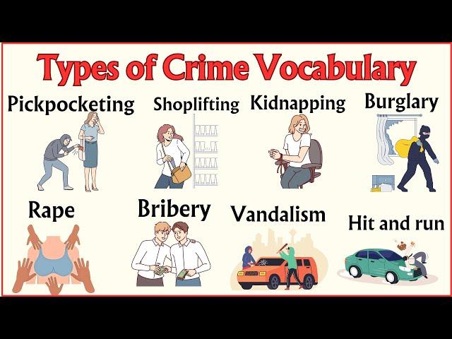 Lesson 46: Types of Crime Vocabulary; Kidnapping, Arson, Human trafficking, Hijacking #learnenglish