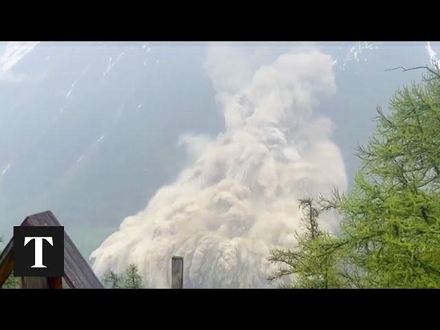 Moment Avalanche Buries Swiss Village