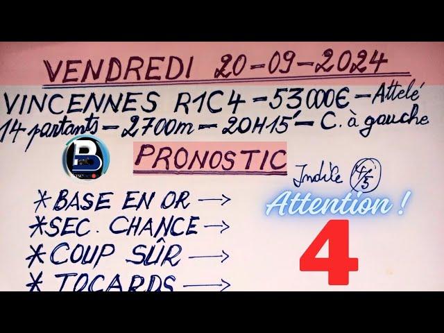 PRONOSTIC PMU QUINTÉ DU VENDREDI 20/09/2024