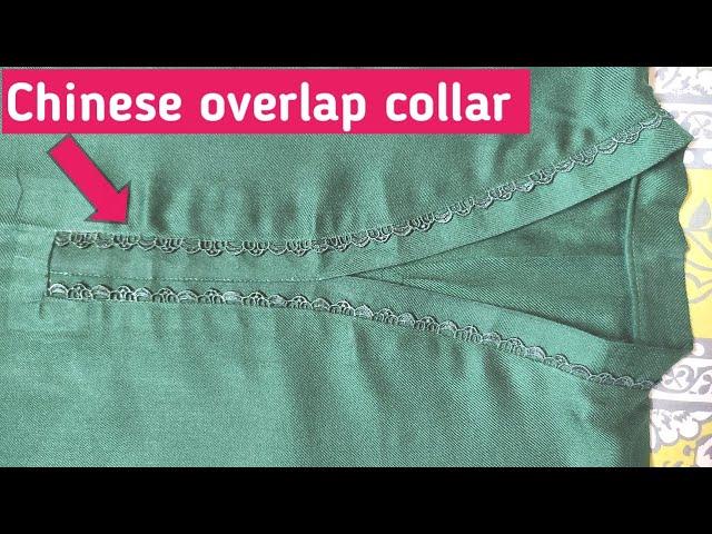 Chinese overlap collar cutting and stitching / overlap Patti Wala gala / Chinese collar with lace