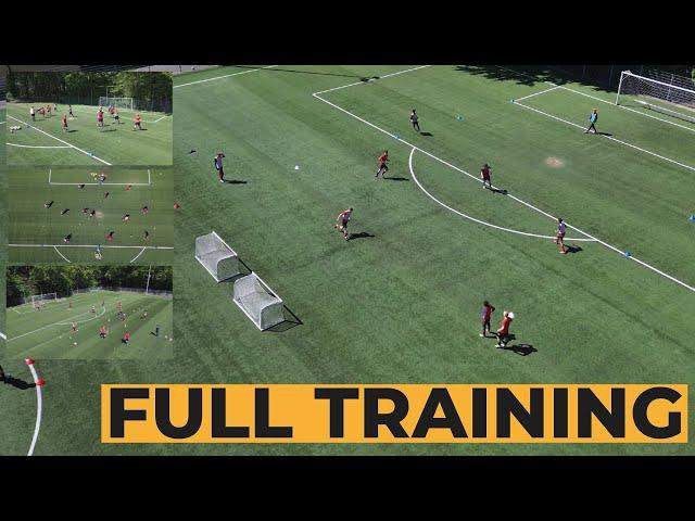 Full Training Session | Warm Up Game - Passing & Shooting Game - Overload | Soccer - Football Drills