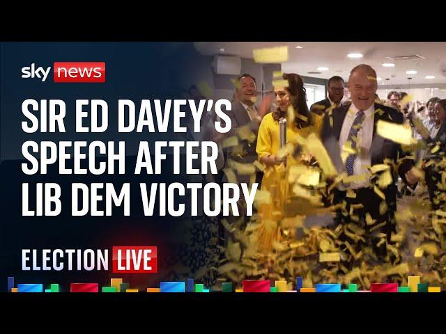 Watch: Lib Dem leader Sir Ed Davey delivers speech