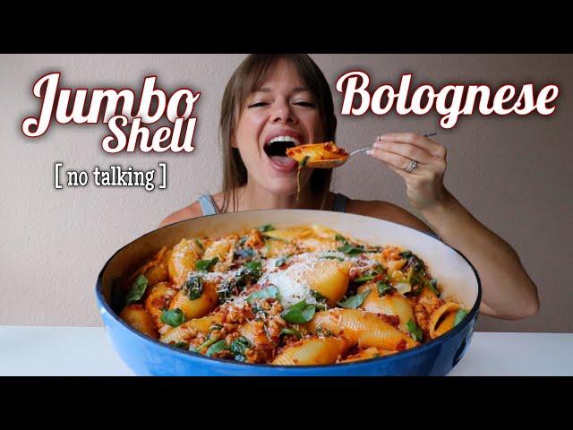 Jumbo Shell Bolognese MUKBANG | No Talking (Talking Removed)