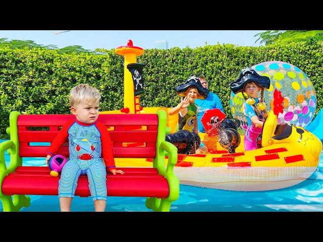 Diana and Roma make a mini aqua park for baby Oliver | Fun Day with Water Games