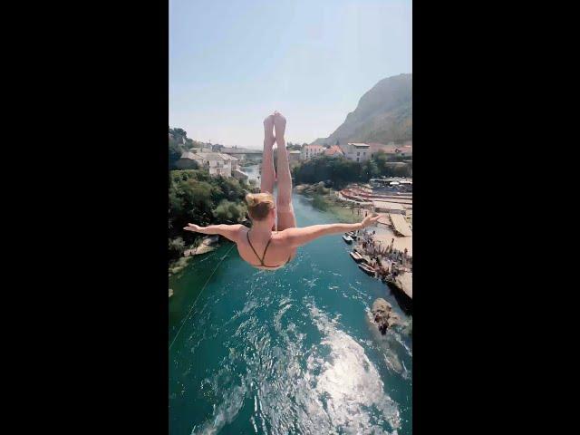 Diving off the famous Mostar bridge 