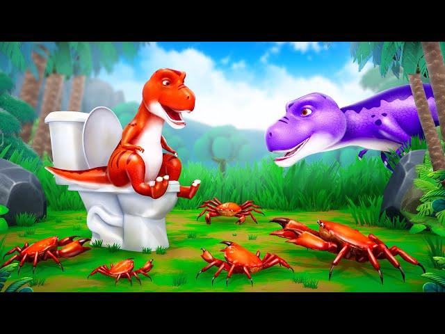 Jurassic Park Toilet Comedy: Baby Dinos Toilet Adventure with Crabs Attack | Funny Comedy Cartoons