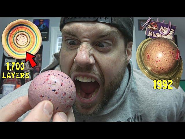 Consuming A 1992 Jurassic Park JAWBREAKER Candy In 1 Sitting?? (1700 Layers) | L.A. BEAST