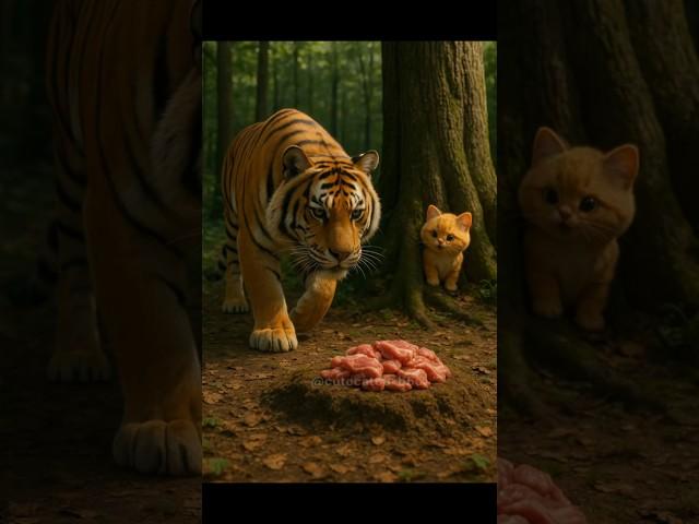 The king of the jungle fell into the kitten's trap #cat #ai #cutecat68 #kitten #catvideos