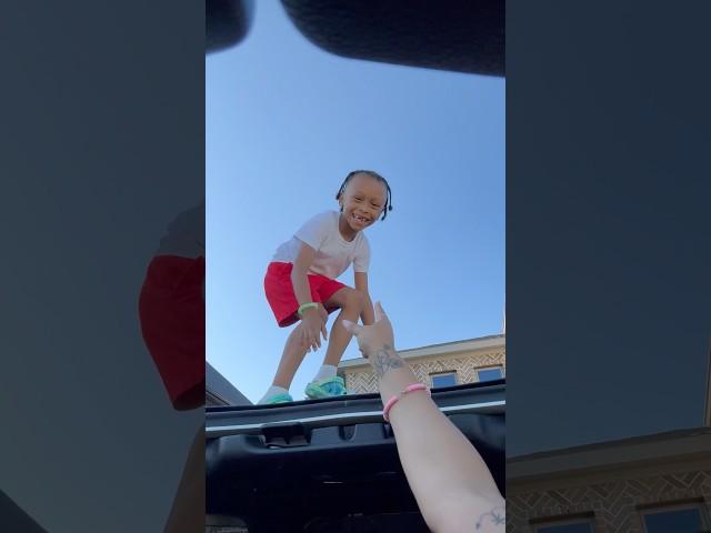 Mom catches son dancing on top of her car #shorts