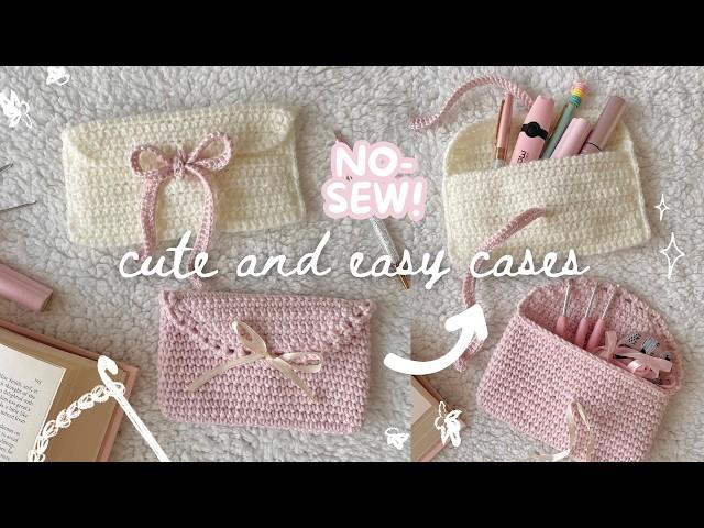 how to crochet easy NO-SEW bow pencil case of ANY size | beginner-friendly tutorial