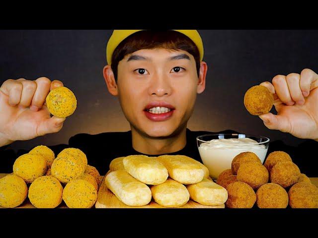 BHC 사이드메뉴! 꿀호떡 뿌링치즈볼 일반치즈볼에 뿌링소스까지~먹방!!Honey Rice Cake Cheeseball MuKBang~!!