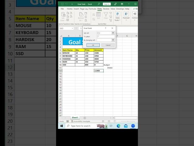 How to use Goal Seek Function in excel  |#excel |#bestvideo