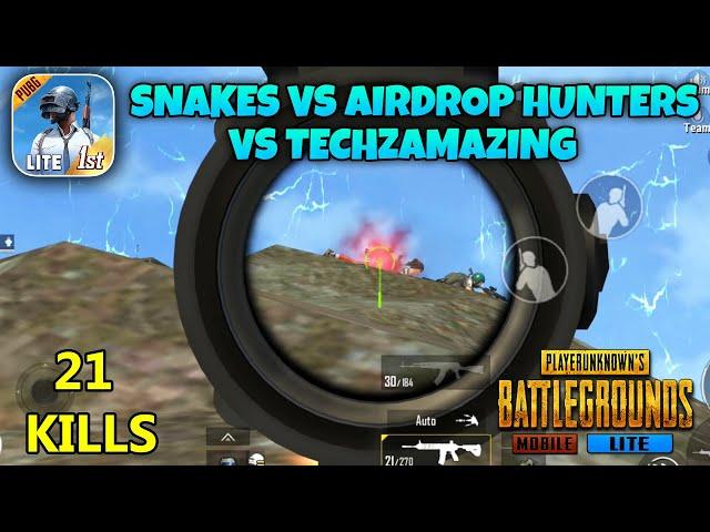 Snakes VS Air Drop Hunters VS Techzamazing | PUBG Mobile Lite Gameplay