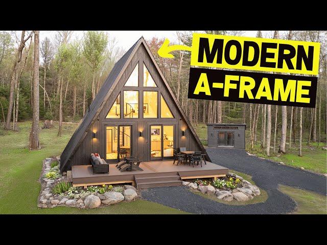 Brand New MODERN MINIMALIST LUXURY A-FRAME CABIN! (Full Airbnb Tour)