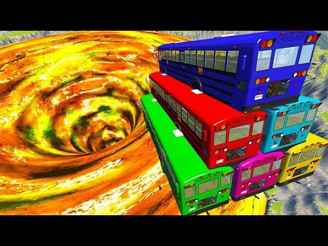 BeamNG drive - School Bus Crashes & Jumps ( School Bus Tower Crashes )