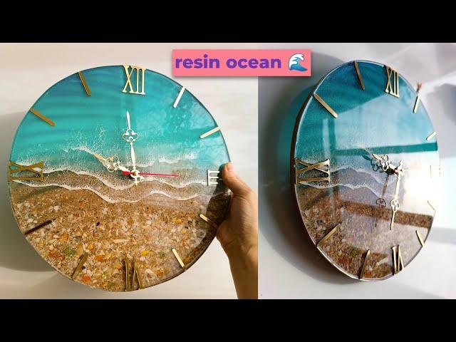 "How to Make a Full-Resin Wall Clock  | Ocean Design with Shells & Sand"