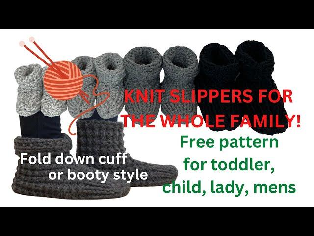 DIY Knit Booty Slippers—Toddler to Men | One Pattern, All Sizes! Easy Knit Slippers | Crafty Patti