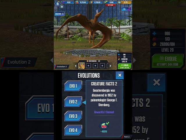 GEOSTERNBERGIA ALL EVOLUTION | Jurassic World The Game