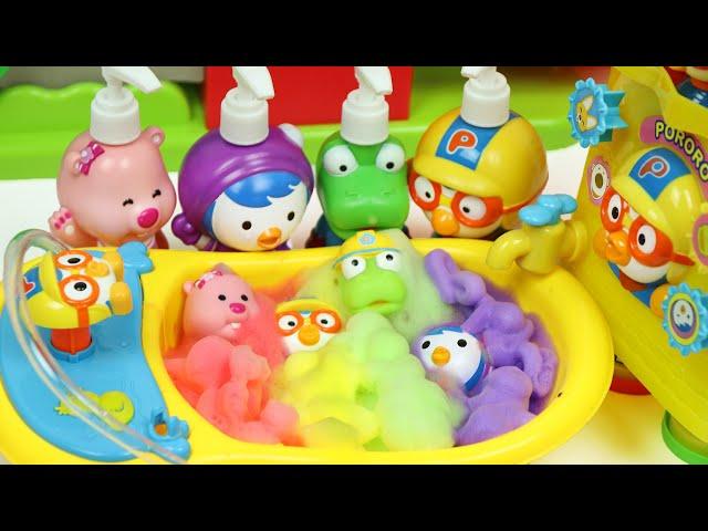 Let's take a bubble bath with Pororo 뽀로로랑 목욕해요! 거품 비누 장난감 - 꿀벌튜브