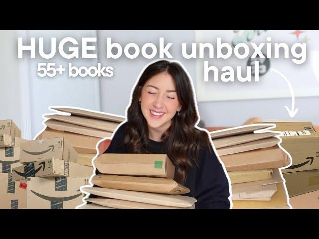 huge book unboxing haul 55+ books