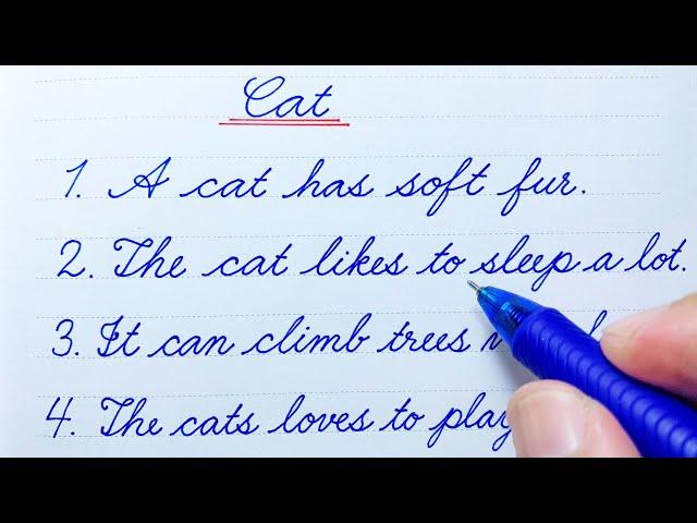 Cursive writing | 5 English simple sentences about cat | Cursive handwriting practice | Lek Writing