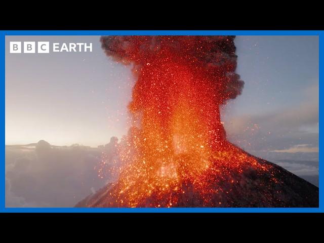 Precision Drone Flying Around An Erupting Volcano (Pt. 2) | BBC Earth Science