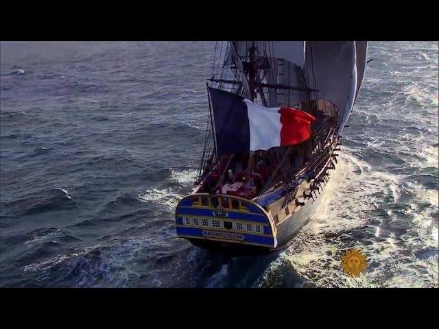 French warship replica sets sail for America