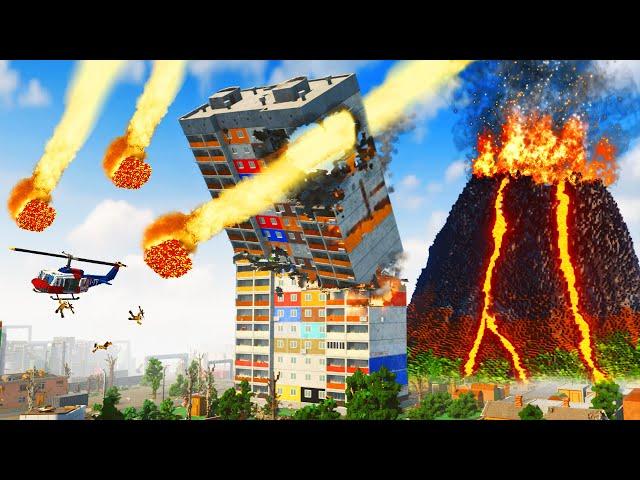 Realistic Volcano Eruption Destruction with Ragdolls  Teardown