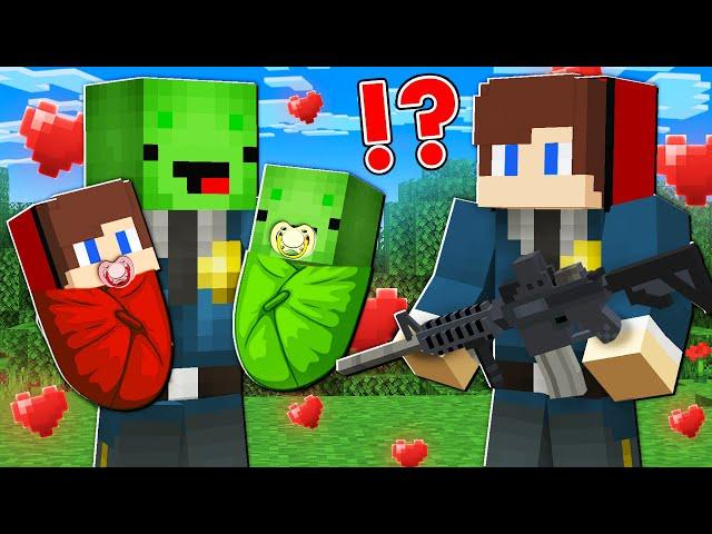 How Baby JJ and Mikey Were Adopted By POLICE Mikey and JJ in Minecraft ? - Minecraft (Maizen)