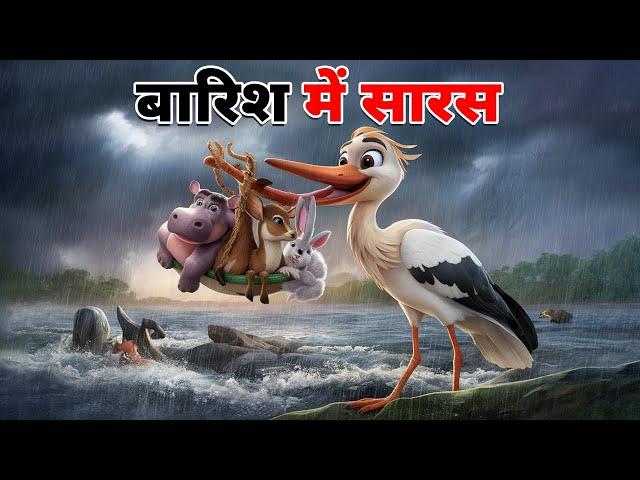 बारिश में सारस | BARISH MEIN SARAS KI KAHANI | HINDI STORIES | HINDI KAHANIYA | CARTOON STORY