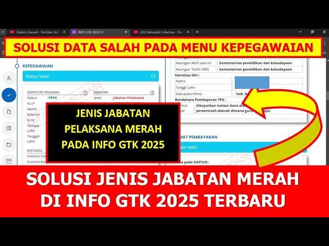 SOLUSI JENIS JABATAN MERAH ATAU DATA KEPEGAWAIAN ASN SALAH DI INFO GTK 2025