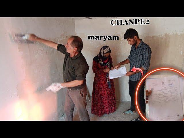 White plaster work inside the home of orphan children(Maryam and Shahin) by master craftsman Mehrdad