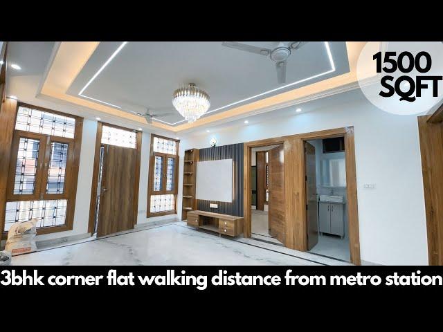 3 bhk corner flat for sale in vaishali||L-shape बालकनी वाला फ्लैट मेट्रो स्टेशन से मात्र 400 मीटर ||