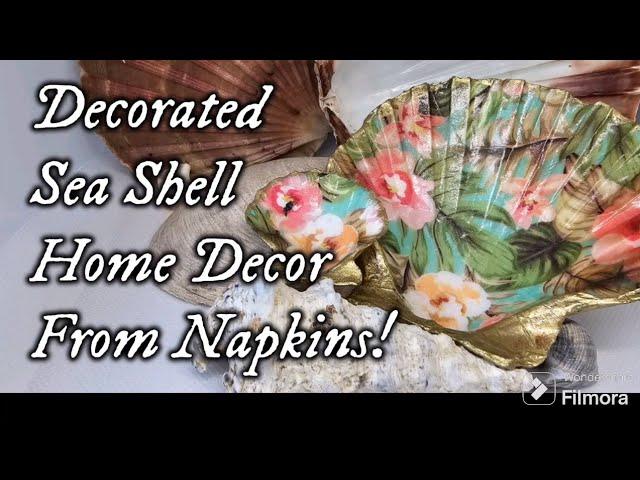 Decorated Sea Shell DIY Home Decor From Napkins!! #useyourstash #craftyourstash