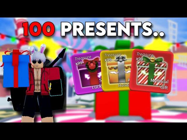 Opening 100 Presents in The New Blox Fruits Christmas Update