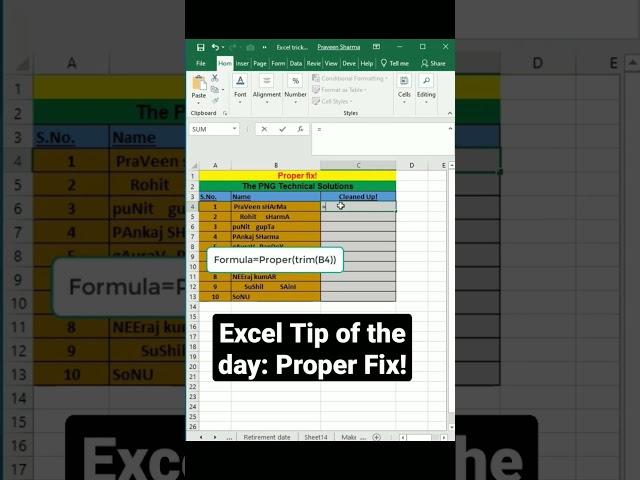 Excel Tip of the day: Proper Fix!