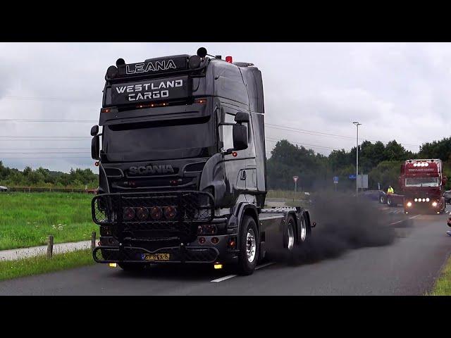 Truckstar Festival Assen 2024 Part 1 Truckshow with Scania V8, open pipes sound , custom semi Trucks