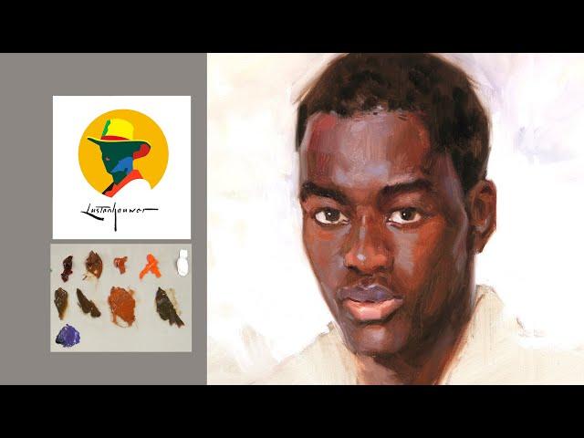 How to paint  skin colors in a dark complexion portrait. Portrait painting by Ben Lustenhouwer.